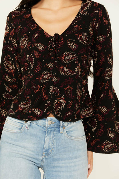 Women Tara Tie Front Bell Sleeve Blouse | Idyllwind