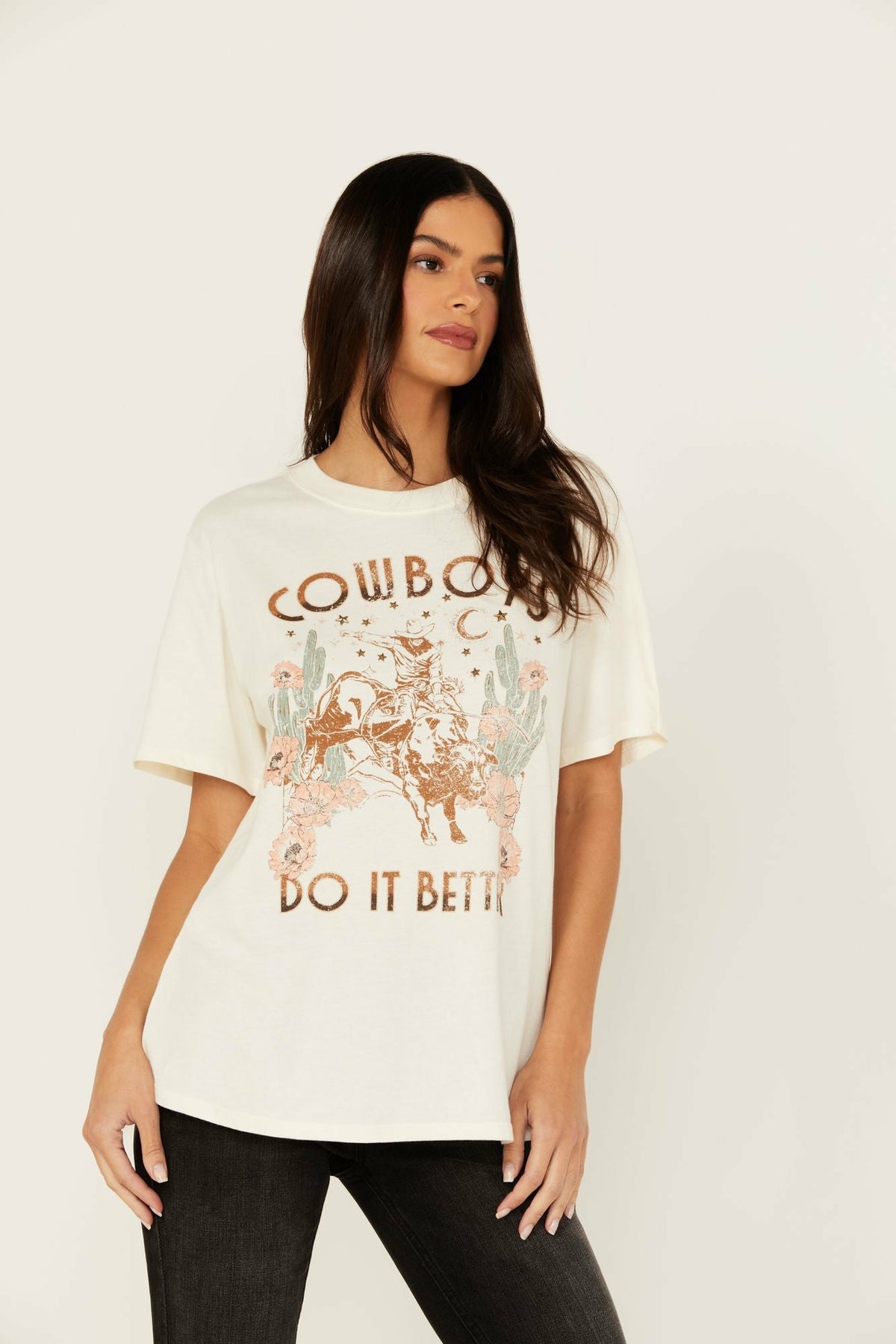 Women Cowboys Do It Better Embellished Short Sleeve Graphic Tee | Idyllwind