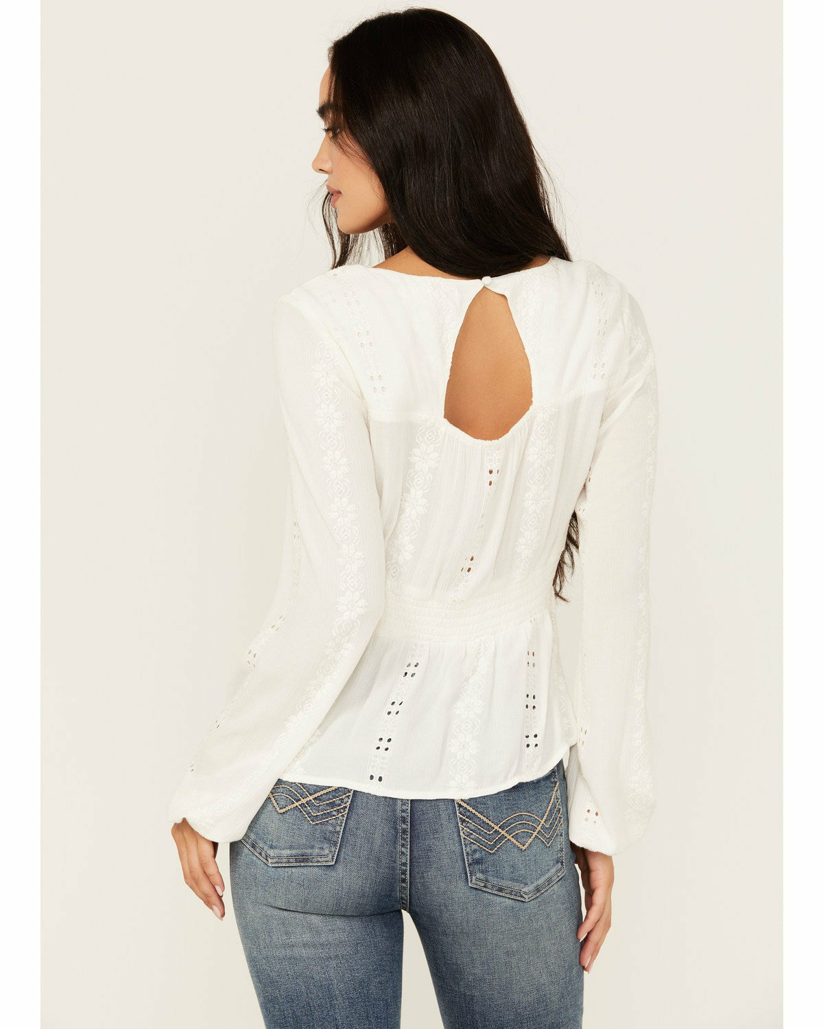 Women Teel Eyelet Keyhole Blouse | Idyllwind