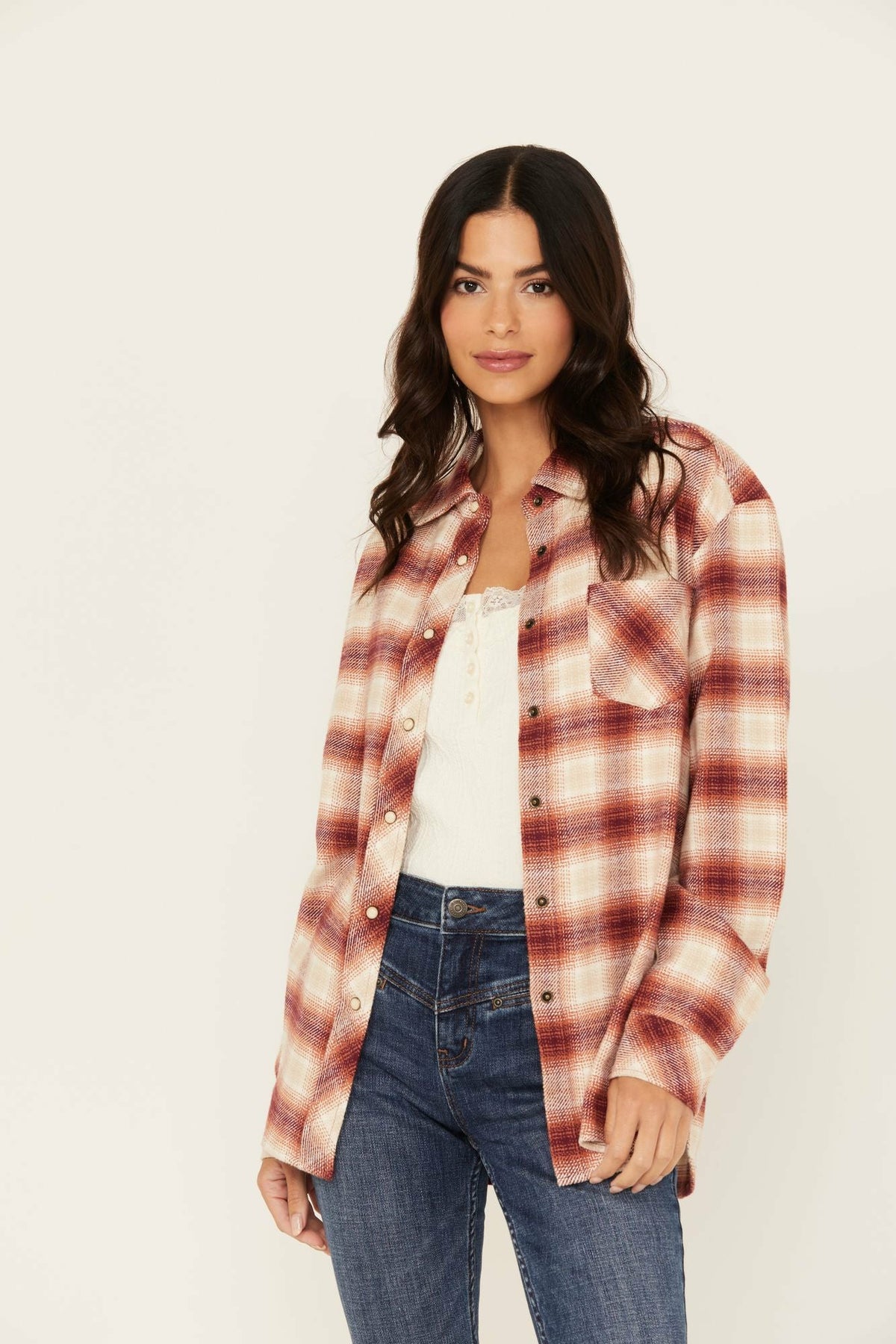 Women Roby Plaid Print Long Sleeve Snap Shirt | Idyllwind