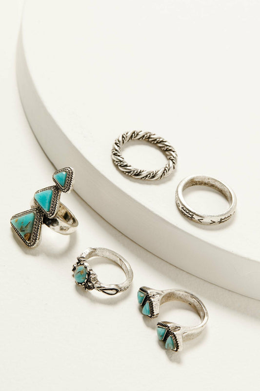 Women Clarion Antique Silver Ring Set - 5 Piece | Idyllwind
