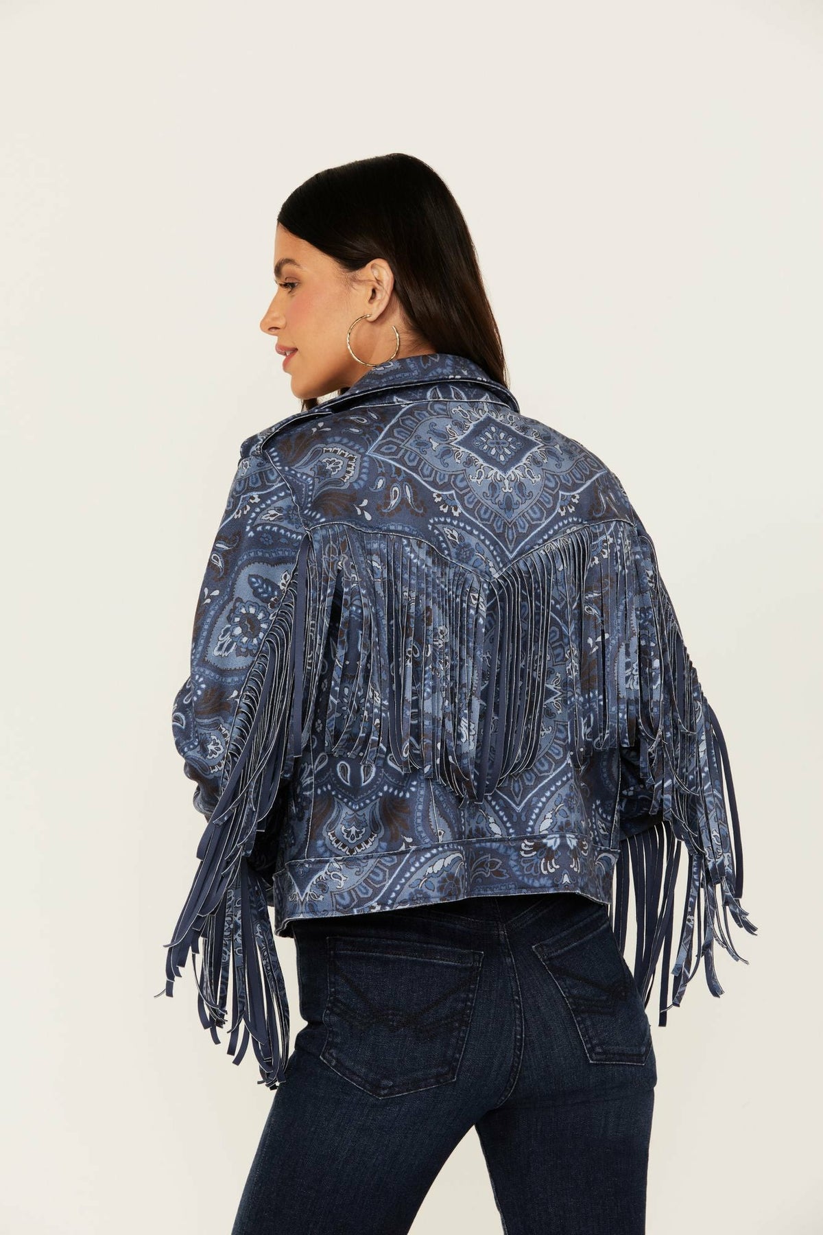 Women Banbury Printed Faux Suede Fringe Moto Jacket | Idyllwind