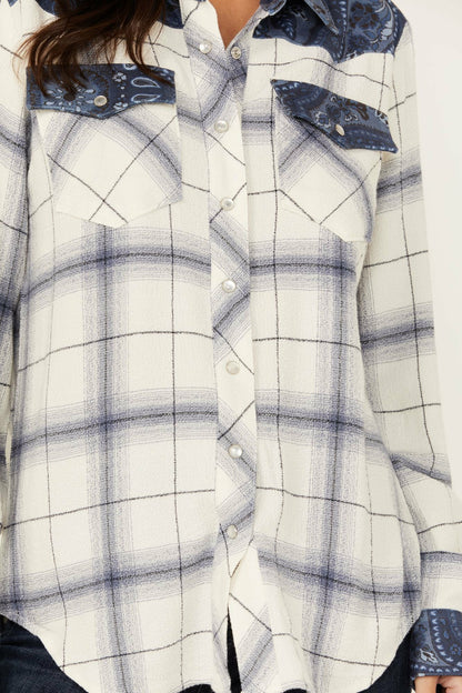 Women Ethel Featherlight Plaid Print Long Sleeve Pearl Snap Western Shirt | Idyllwind