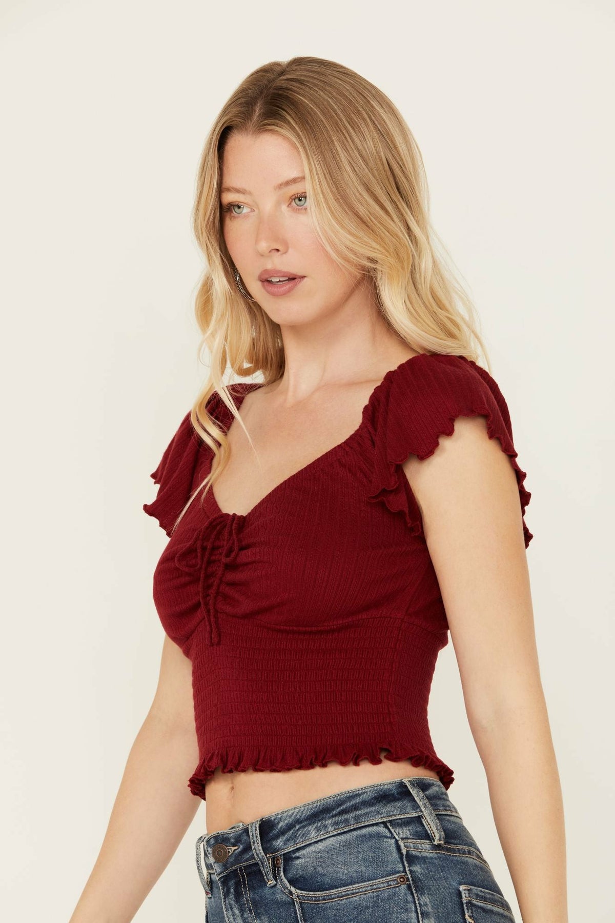 Women Pointe Flutter Sleeve Smocked Top | Idyllwind