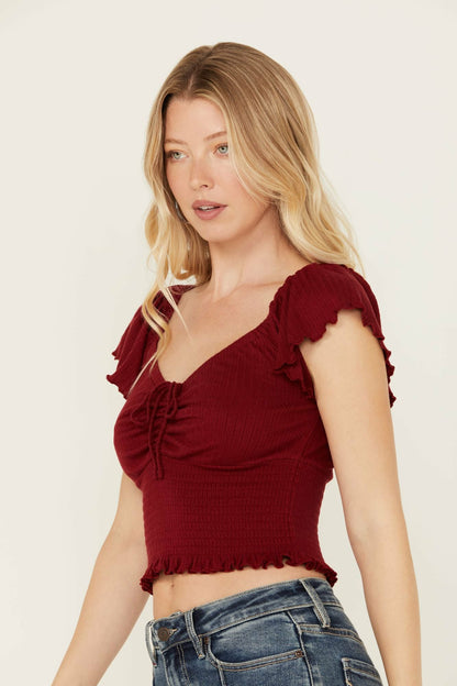 Women Pointe Flutter Sleeve Smocked Top | Idyllwind