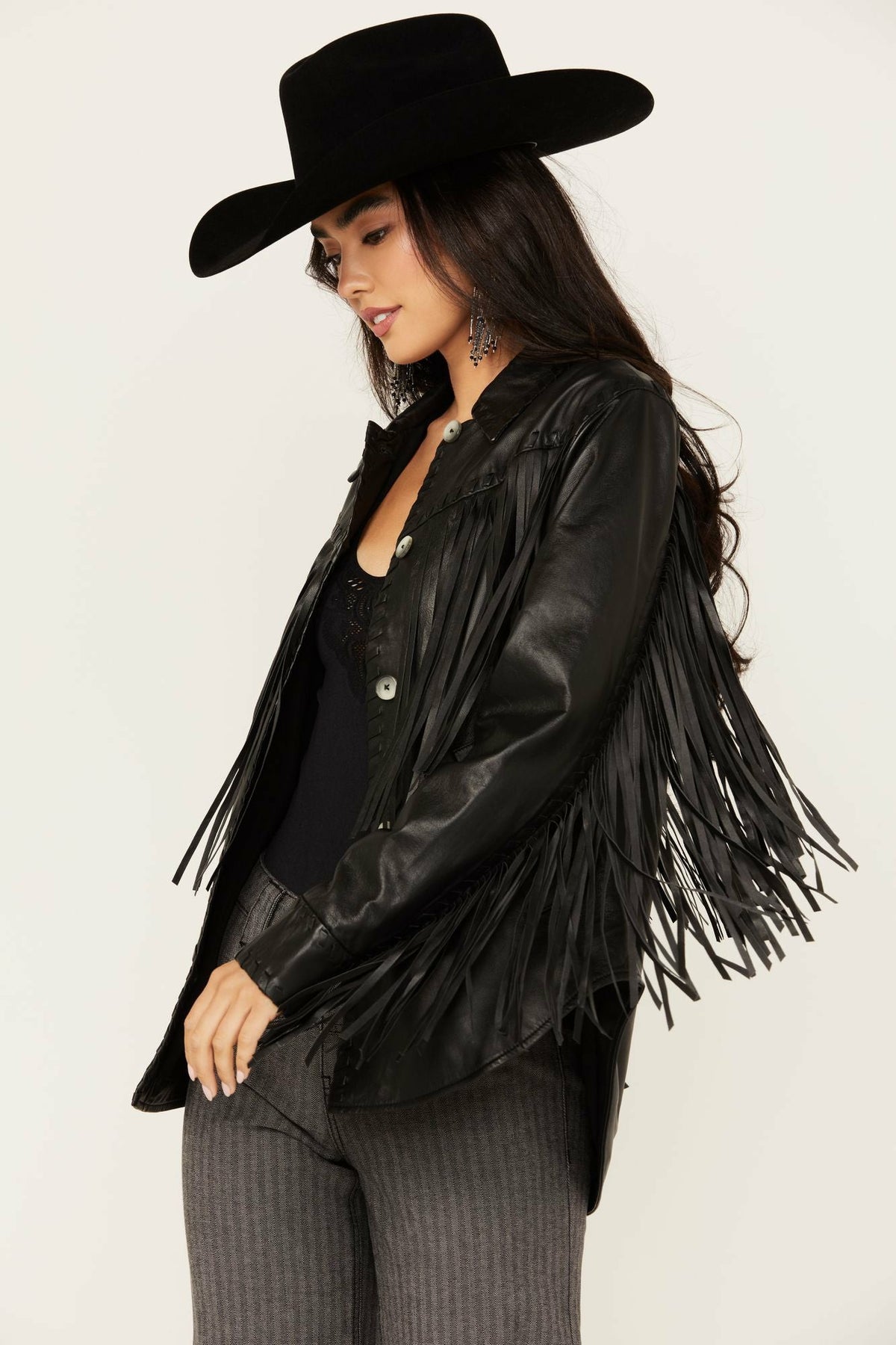 Women Amburn Leather Fringe Shacket | Idyllwind