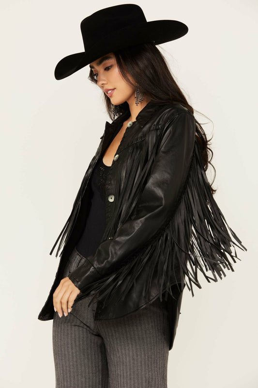 Women Amburn Leather Fringe Shacket | Idyllwind