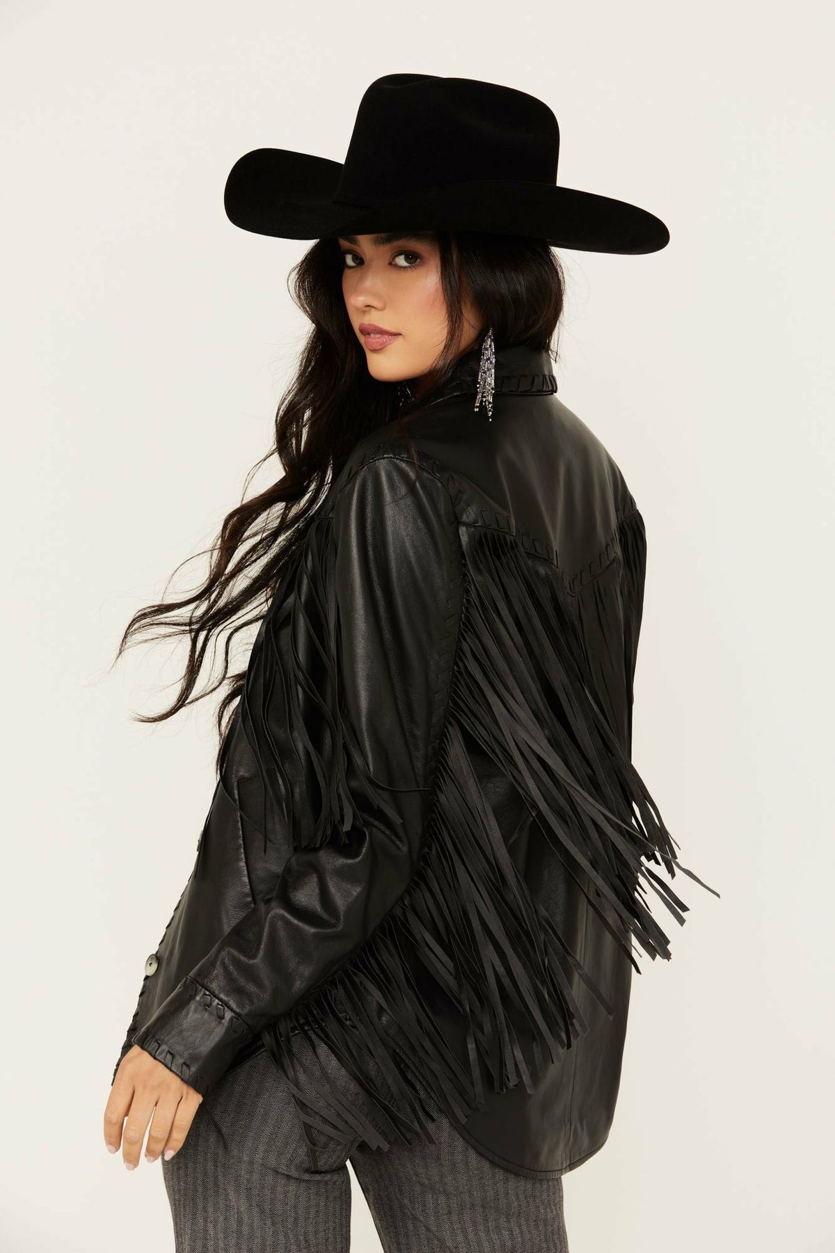Women Amburn Leather Fringe Shacket | Idyllwind