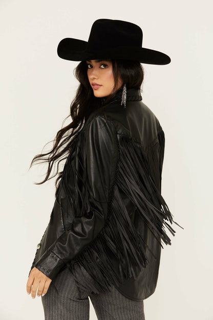 Women Amburn Leather Fringe Shacket | Idyllwind