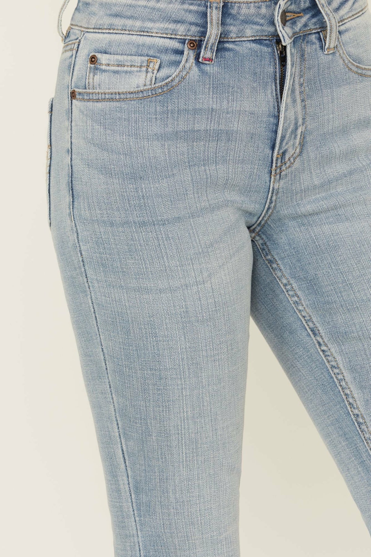 Women Medium Wash Gypsy High Rise Split Hem Bootcut Stretch Denim Jeans | Idyllwind