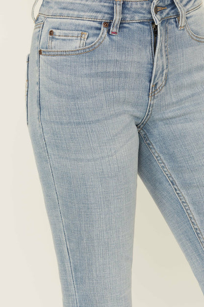 Women Medium Wash Gypsy High Rise Split Hem Bootcut Stretch Denim Jeans | Idyllwind