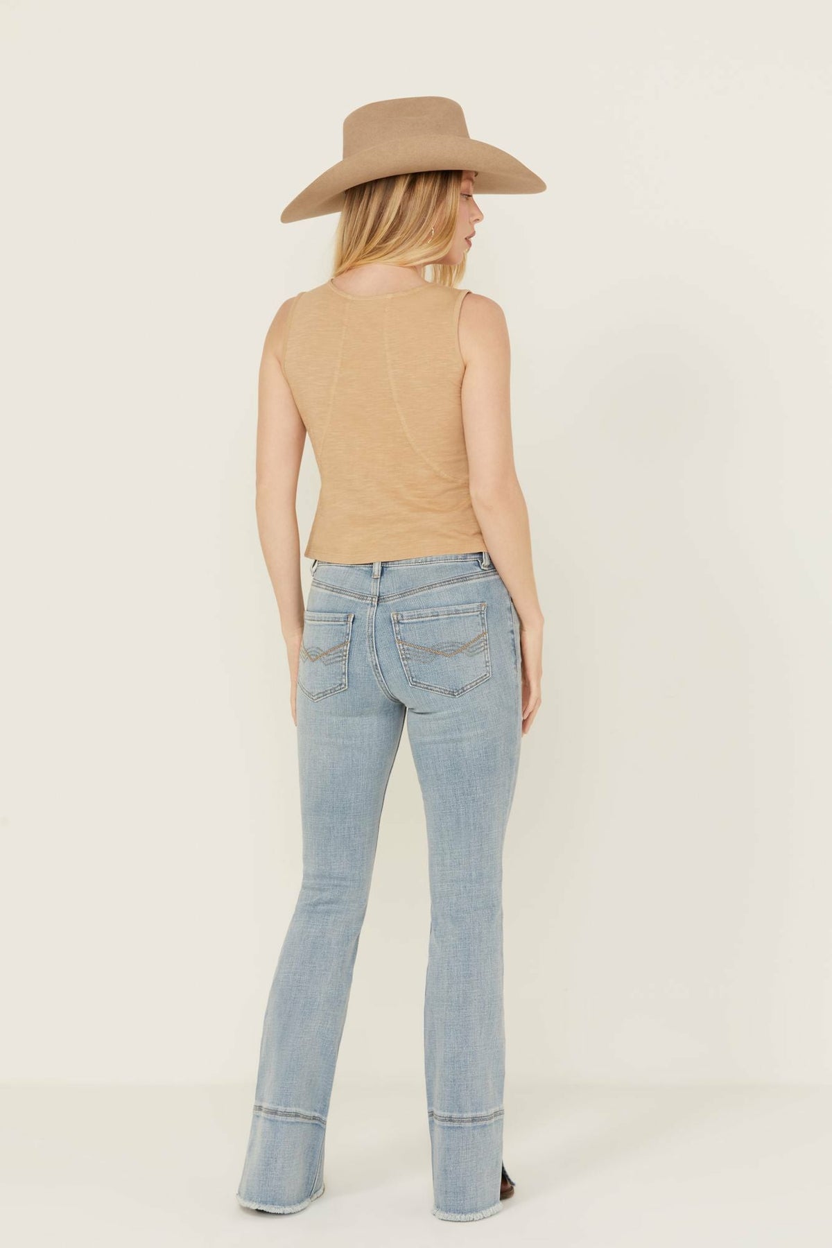 Women Medium Wash Gypsy High Rise Split Hem Bootcut Stretch Denim Jeans | Idyllwind