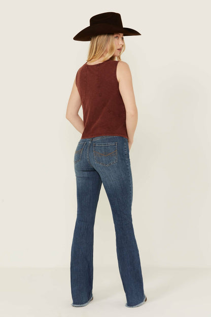 Women Dark Wash Outlaw Super High Rise Bootcut Stretch Denim Jeans | Idyllwind