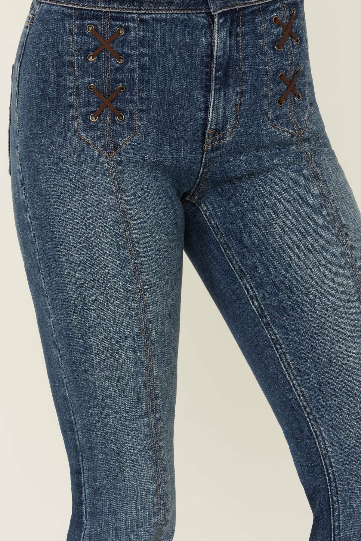 Women Dark Wash Outlaw Super High Rise Bootcut Stretch Denim Jeans | Idyllwind