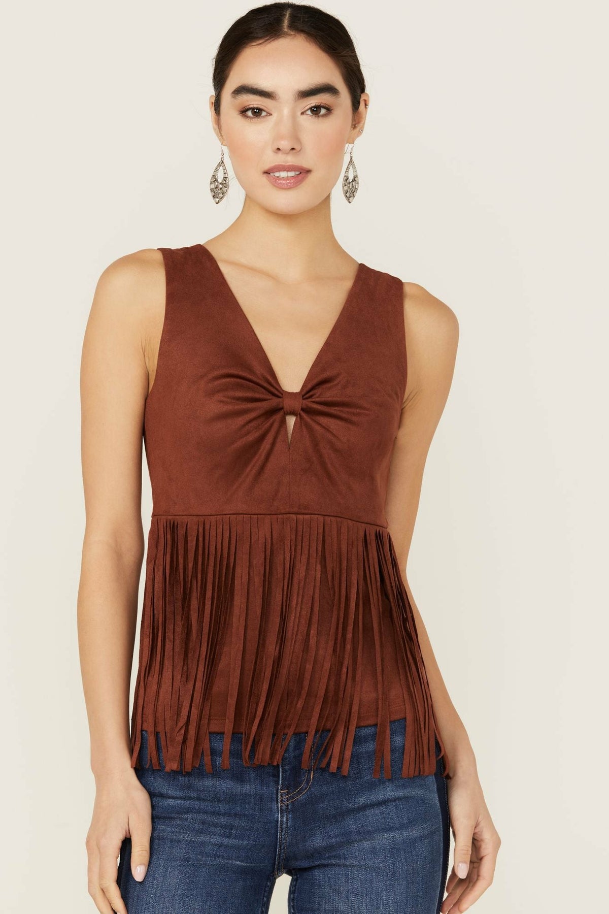 Women Pennington Faux Suede Twisted Fringe Top | Idyllwind