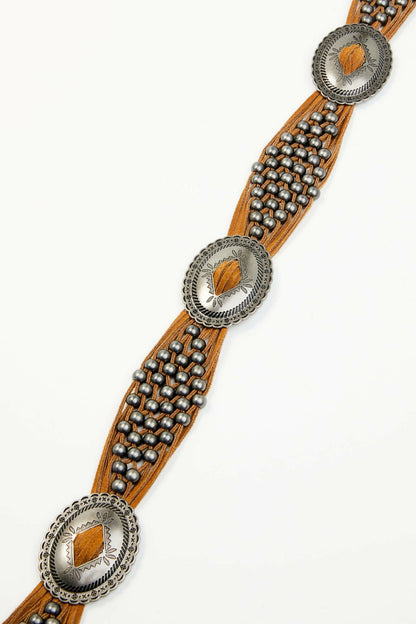 Women Addison Leather Crochet Fringe Concho Belt | Idyllwind