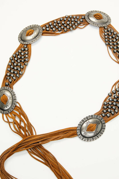 Women Addison Leather Crochet Fringe Concho Belt | Idyllwind