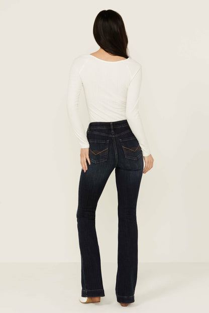 Women Regent Dark Wash Gypsy High Rise Seamed Bootcut Comfort Stretch Denim Jeans | Idyllwind