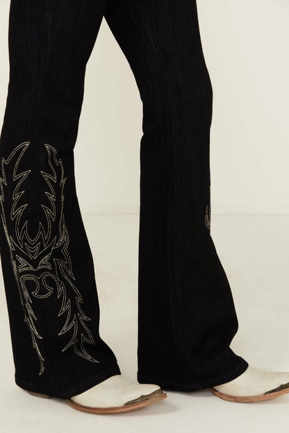 Women Glenn Dark Wash High Rise Western Stitched Bootcut Comfort Stretch Denim Jeans | Idyllwind