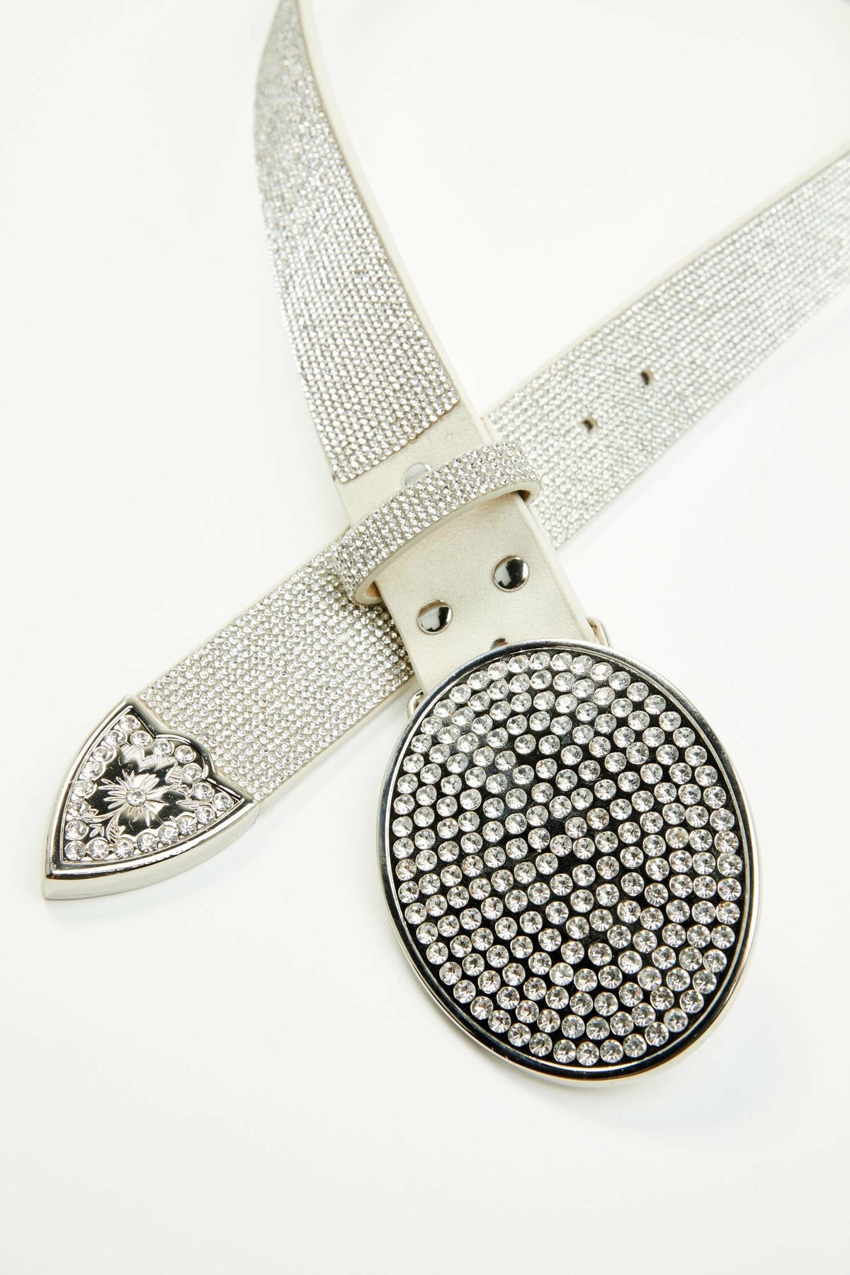 Women Lovell Silver Rhinestone Oval Buckle Belt | Idyllwind
