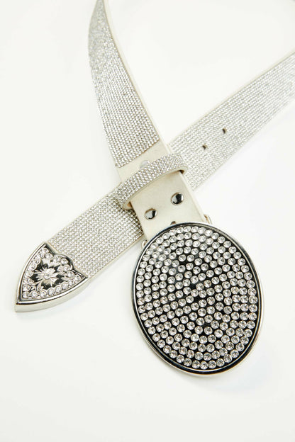 Women Lovell Silver Rhinestone Oval Buckle Belt | Idyllwind