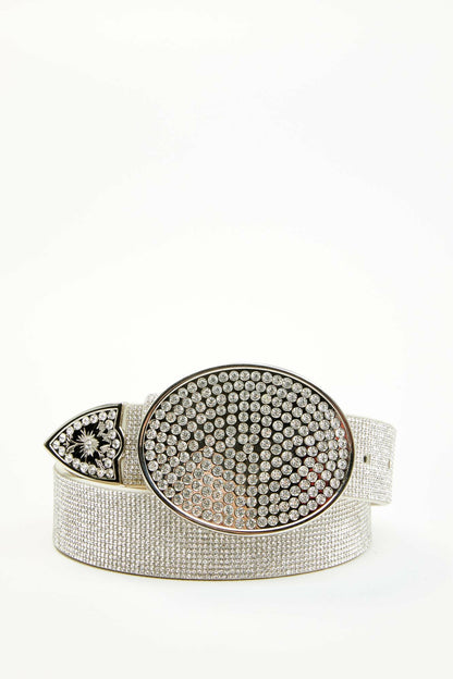 Women Lovell Silver Rhinestone Oval Buckle Belt | Idyllwind