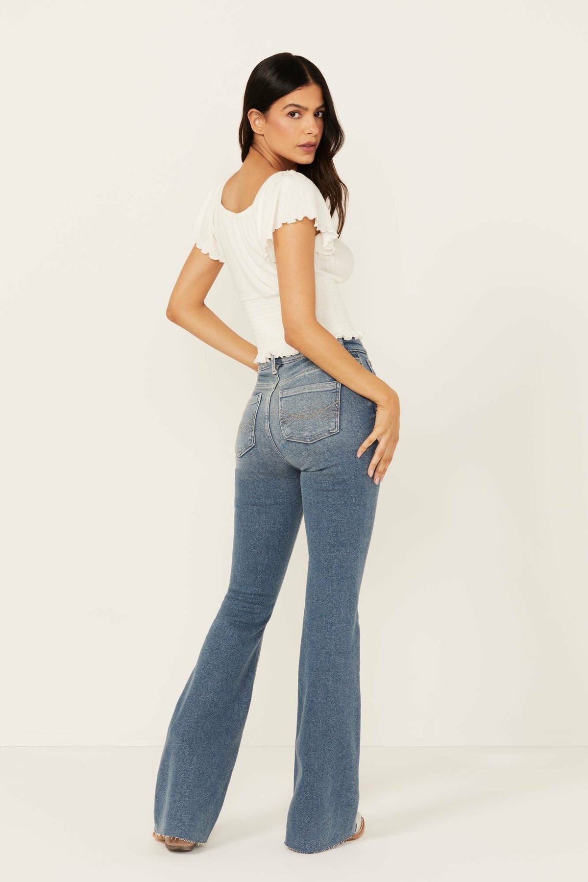 Women Barnwell Medium Wash High Rise Flare Stretch Denim Jeans | Idyllwind