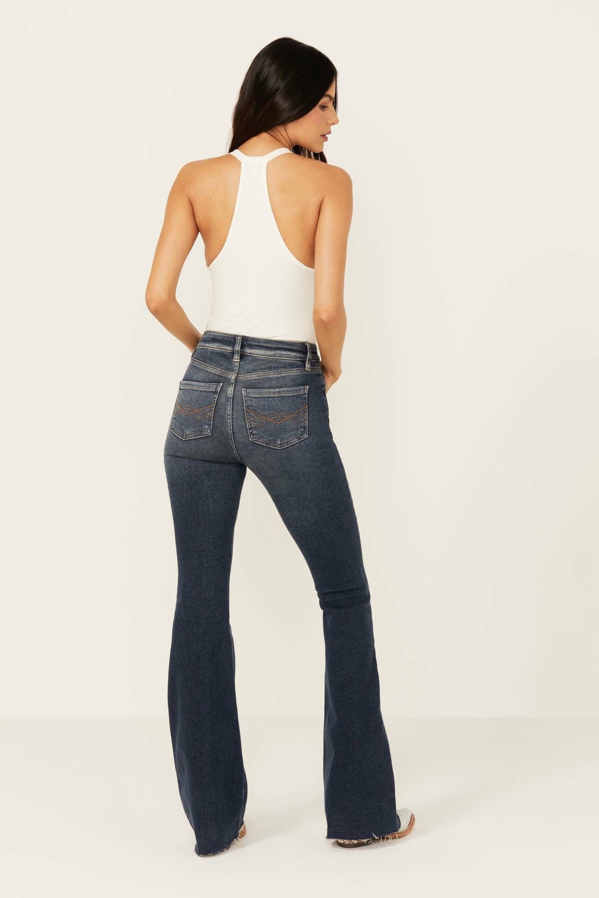 Women Cannery Dark Wash Gypsy High Rise Flare Super Stretch Denim Jeans | Idyllwind