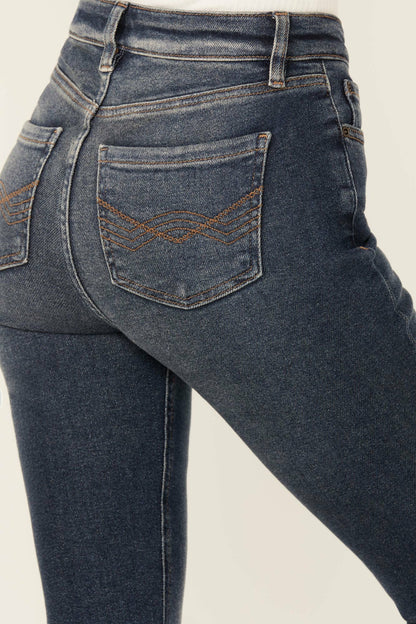 Women Cannery Dark Wash Gypsy High Rise Flare Super Stretch Denim Jeans | Idyllwind