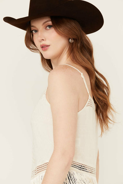 Women Briarwick Jacquard Print Fringe And Lace Tank Top | Idyllwind