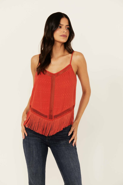 Women Briarwick Jacquard Print Fringe And Lace Tank Top | Idyllwind
