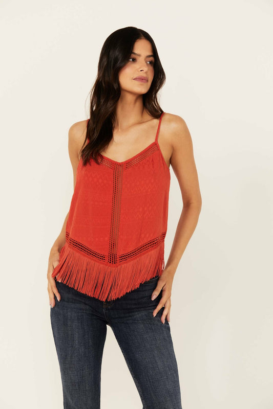 Women Briarwick Jacquard Print Fringe And Lace Tank Top | Idyllwind