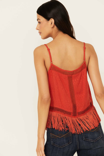 Women Briarwick Jacquard Print Fringe And Lace Tank Top | Idyllwind
