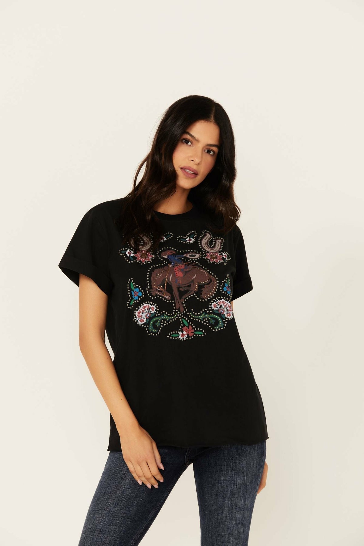 Women Rowena Embellished Short Sleeve Graphic Tee | Idyllwind
