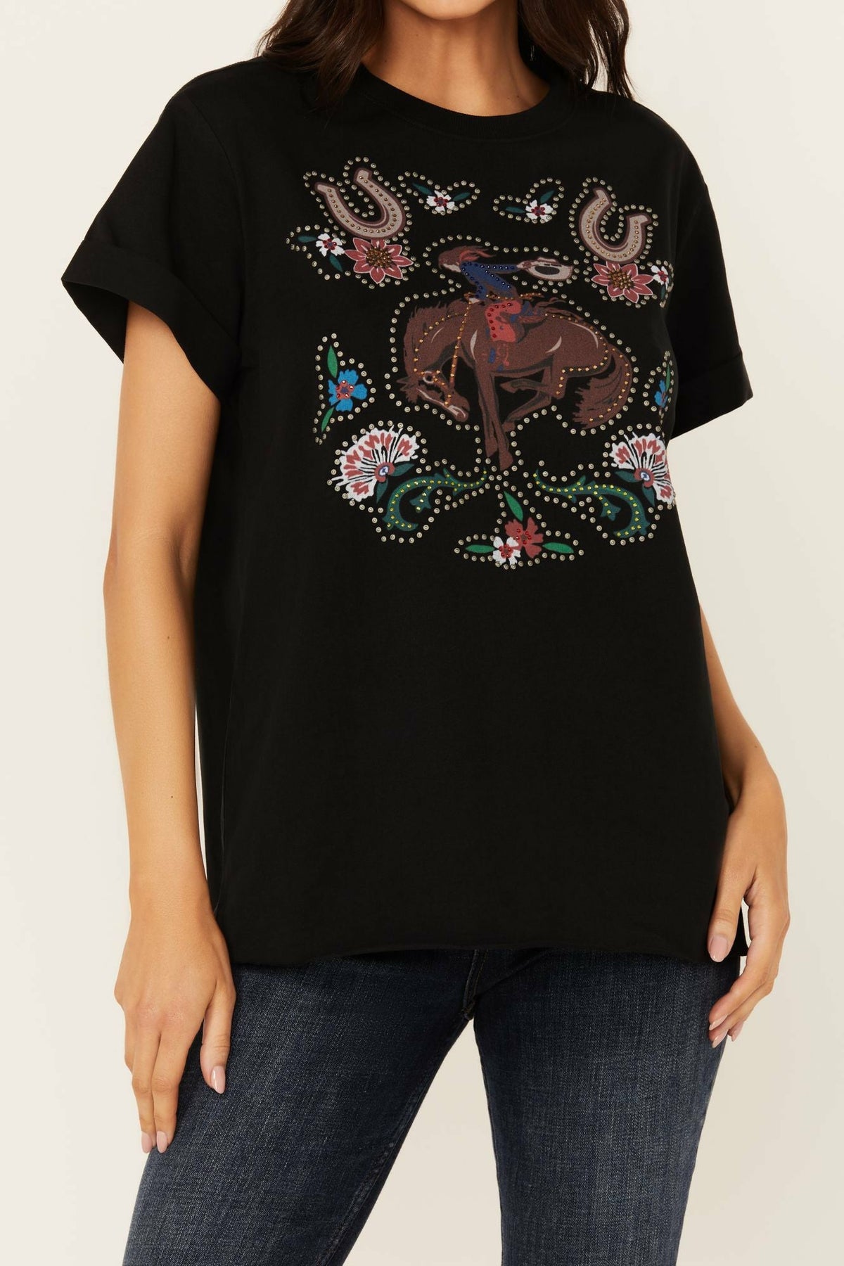 Women Rowena Embellished Short Sleeve Graphic Tee | Idyllwind