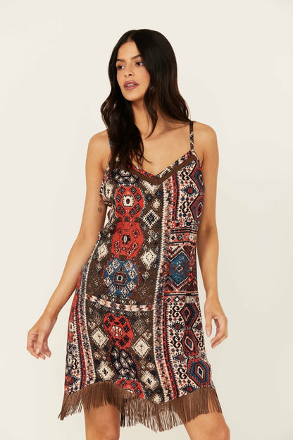 Women Yearling Printed Fringe Slip Dress | Idyllwind
