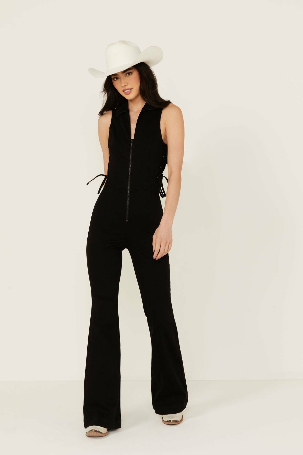 Women Lawson Stretch Lace Detail Flare Jumpsuit | Idyllwind
