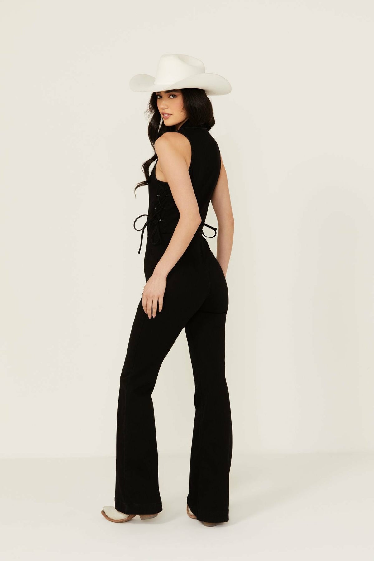 Women Lawson Stretch Lace Detail Flare Jumpsuit | Idyllwind