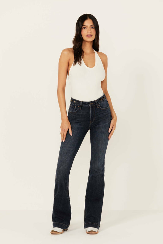 Women Hermosa Dark Wash High Rise Bootcut Horsebit Comfort Stretch Denim Jeans | Idyllwind