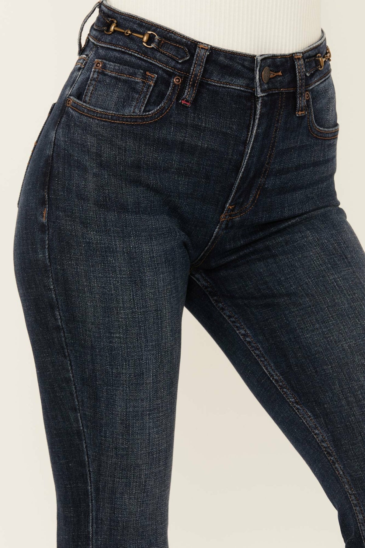 Women Hermosa Dark Wash High Rise Bootcut Horsebit Comfort Stretch Denim Jeans | Idyllwind