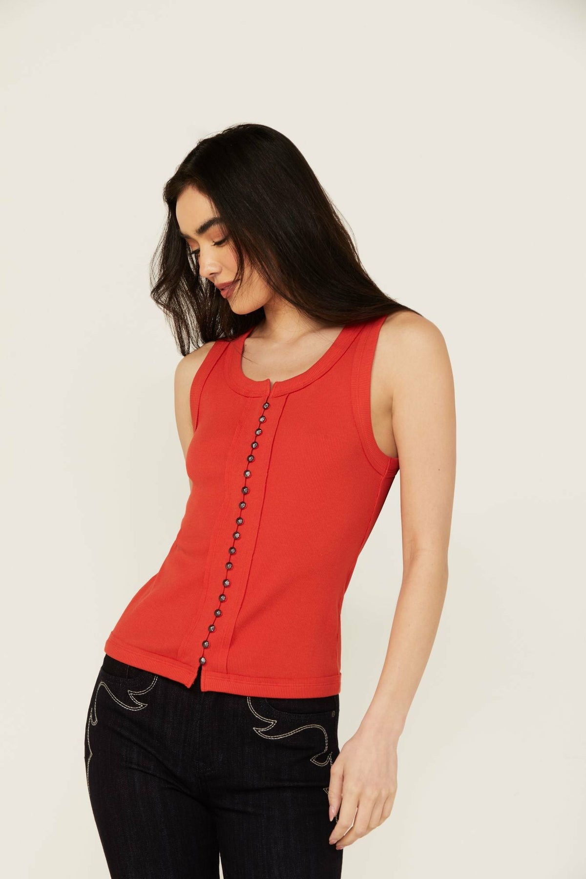 Women Edna Button Front Ribbed Tank | Idyllwind