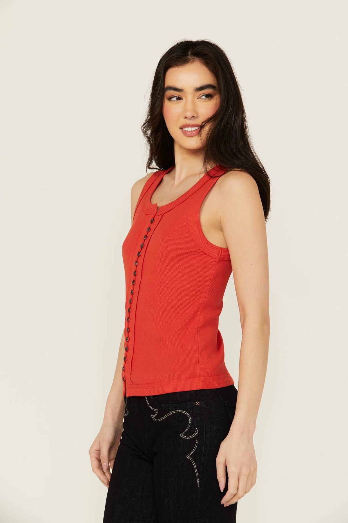 Women Edna Button Front Ribbed Tank | Idyllwind