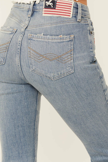 Women Western Cowboy Embroidered High Rise Bootcut Denim Jeans | Idyllwind