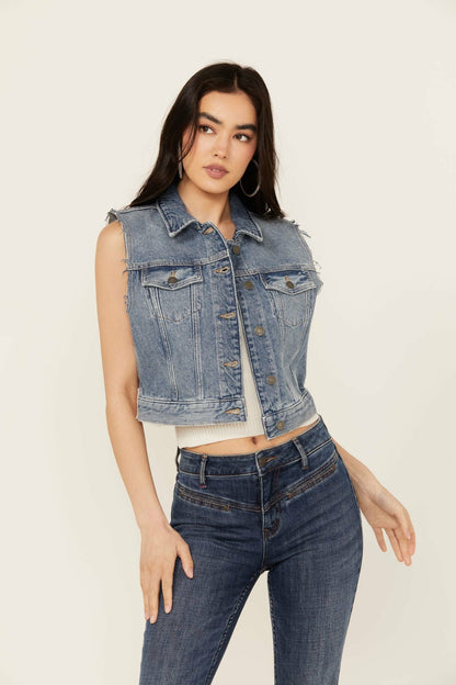 Women Western Cowboy Denim Trucker Vest | Idyllwind