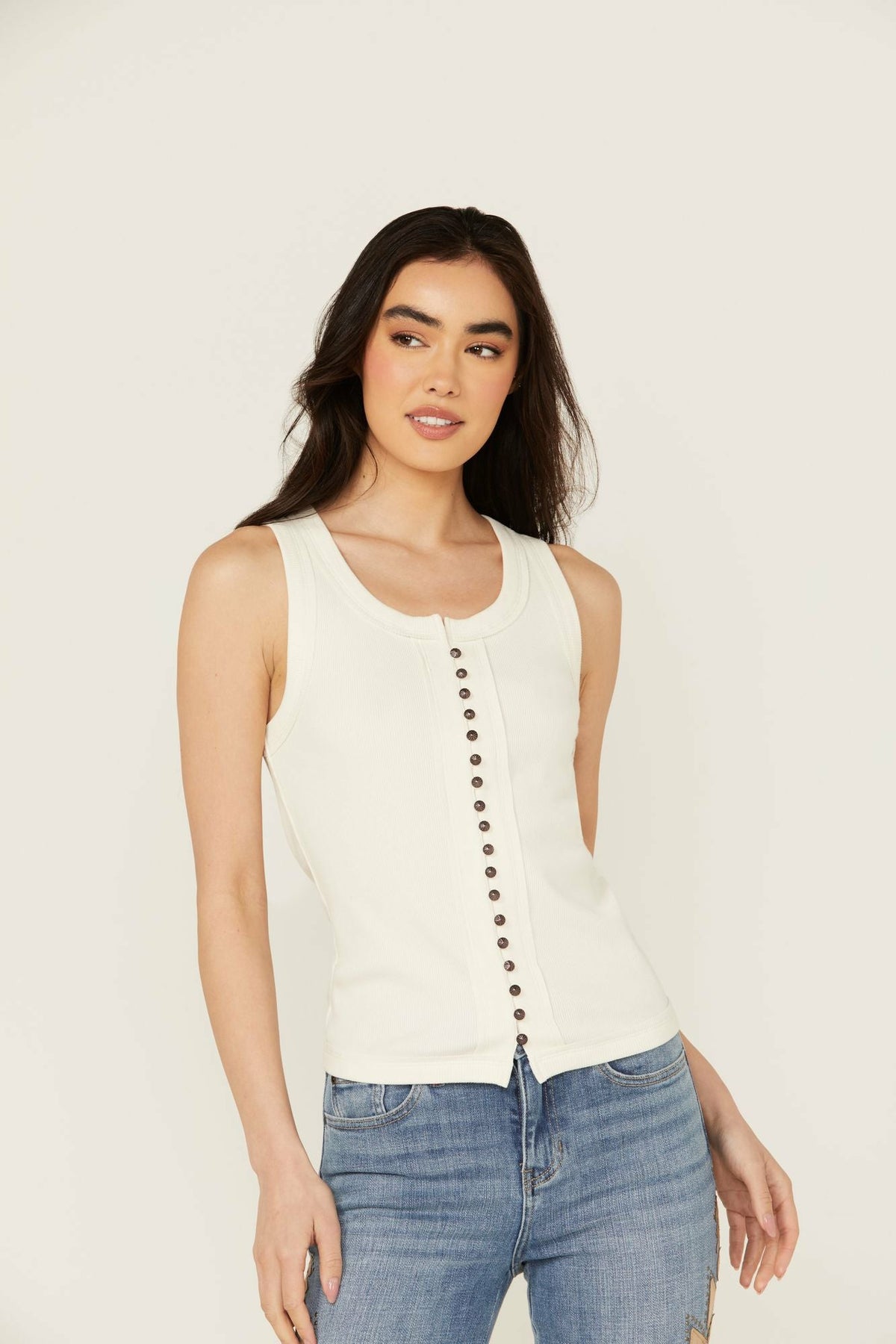 Women Edna Button Front Ribbed Tank | Idyllwind