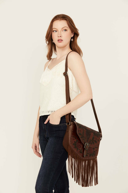 Women Lenora Longhorn Tooled Leather Crossbody Bag | Idyllwind