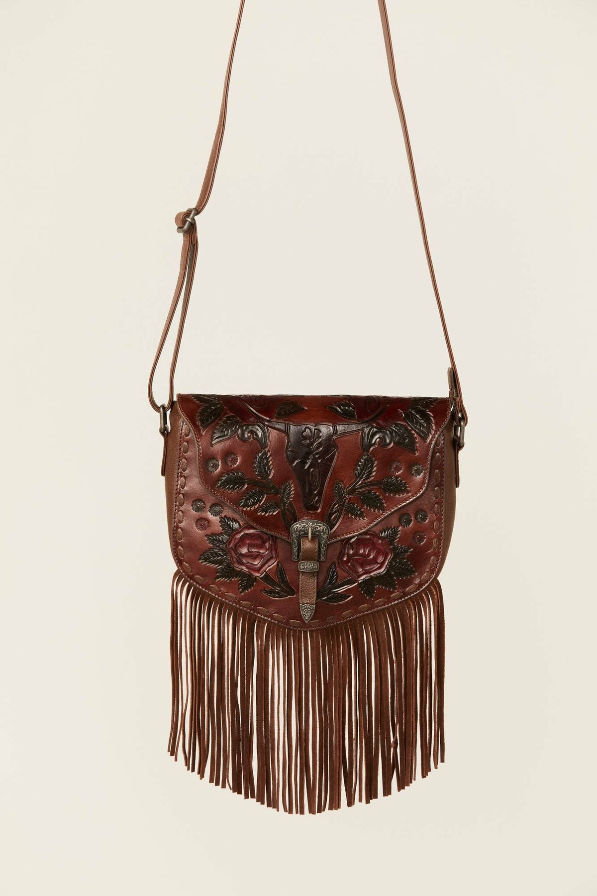 Women Lenora Longhorn Tooled Leather Crossbody Bag | Idyllwind