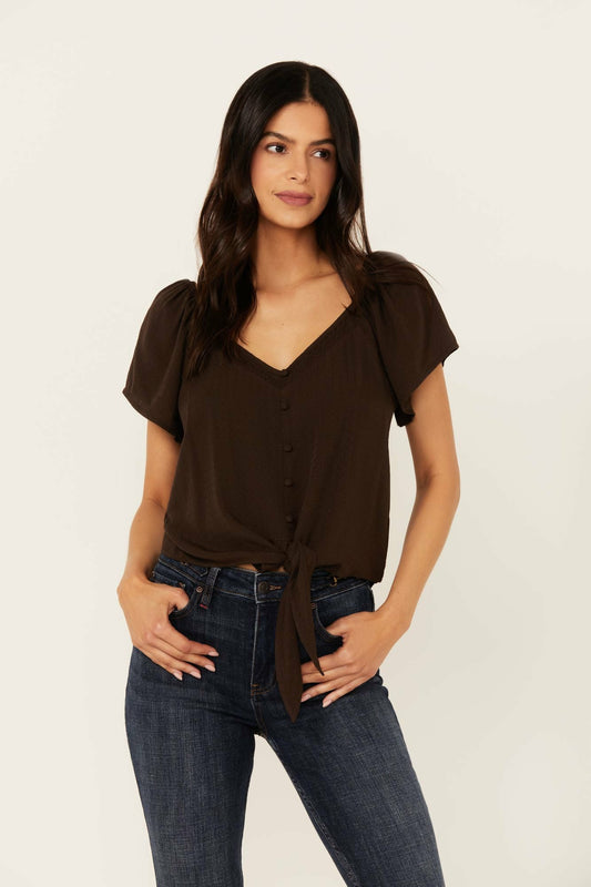 Women Tern Flutter Sleeve Tie Front Top | Idyllwind