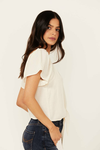 Women Tern Flutter Sleeve Tie Front Top | Idyllwind