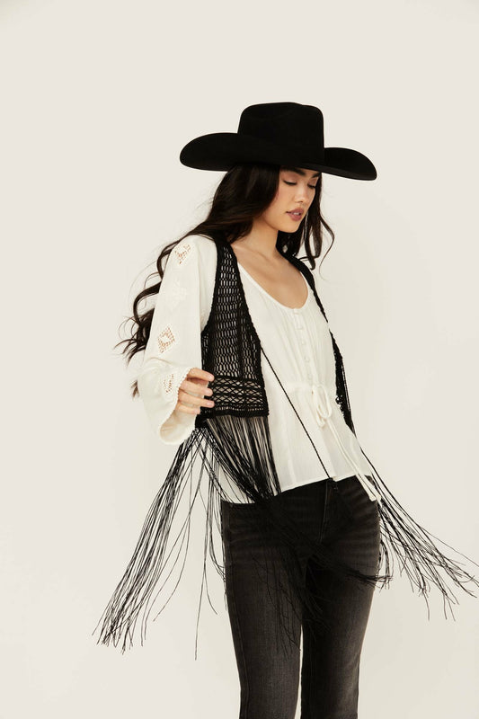 Women Hawls Crochet Fringe Vest | Idyllwind